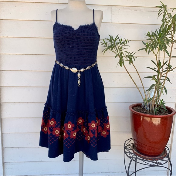 Betsey Johnson Dresses & Skirts - Vintage Betsey Johnson 90 2000 y2k wool floral midi embroidered boho dress Full